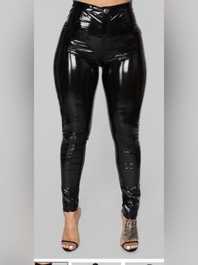 Fashion Nova Glossy Black Latex Pants